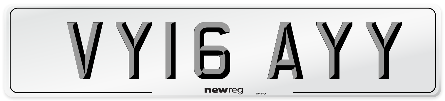 VY16 AYY Number Plate from New Reg